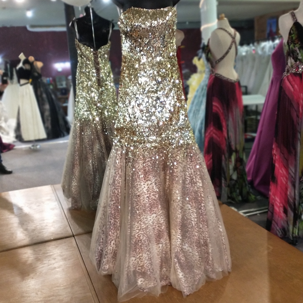Tiffany Designs Sequined Animal Print Dress